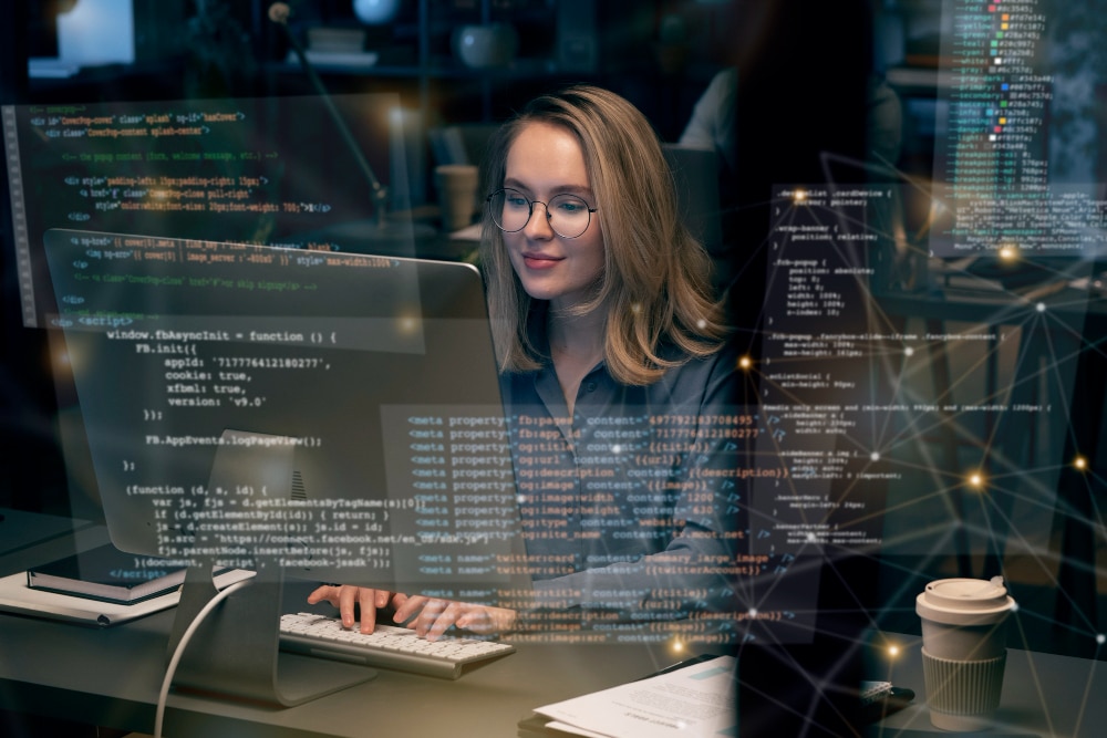 Executive virtual assistant skills showing professional mastering strategic and technical capabilities at home office